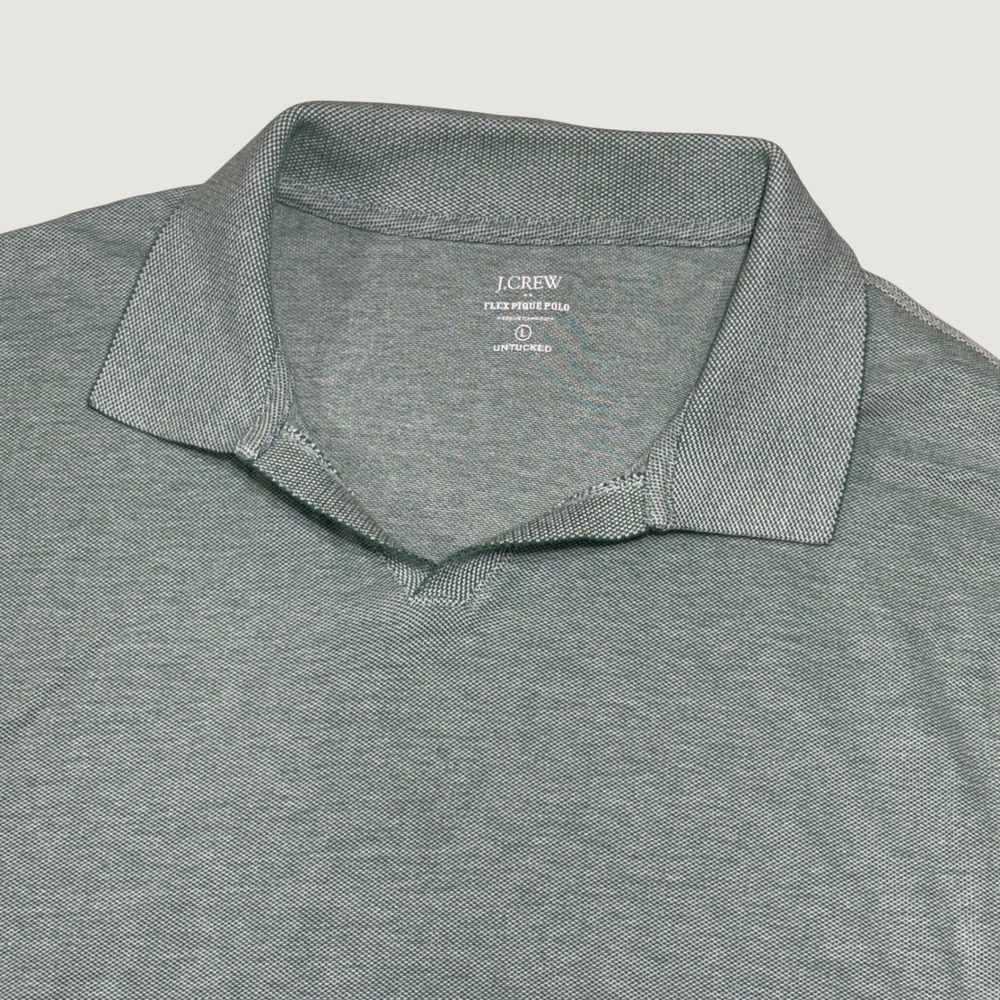 J.Crew Flex Pique Polo Men Large Sage Green Untucked Stretch Casual Preppy Shirt
